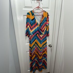 Orange Multi Color Maxi Dress in Size XL